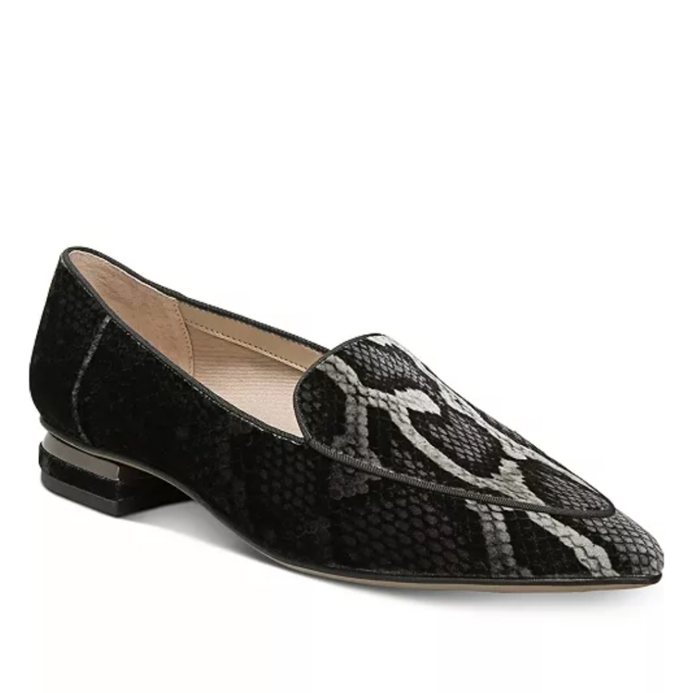 Franco Sarto Pointed Toe Velvet Snake Print Loafers Size 10M